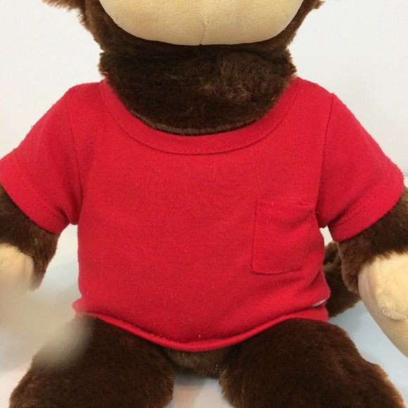 Build A Bear Monkey Plush Brown 18" Stuffed Animal Smiling Chimp Ape & Red Shirt - Picture 3 of 10